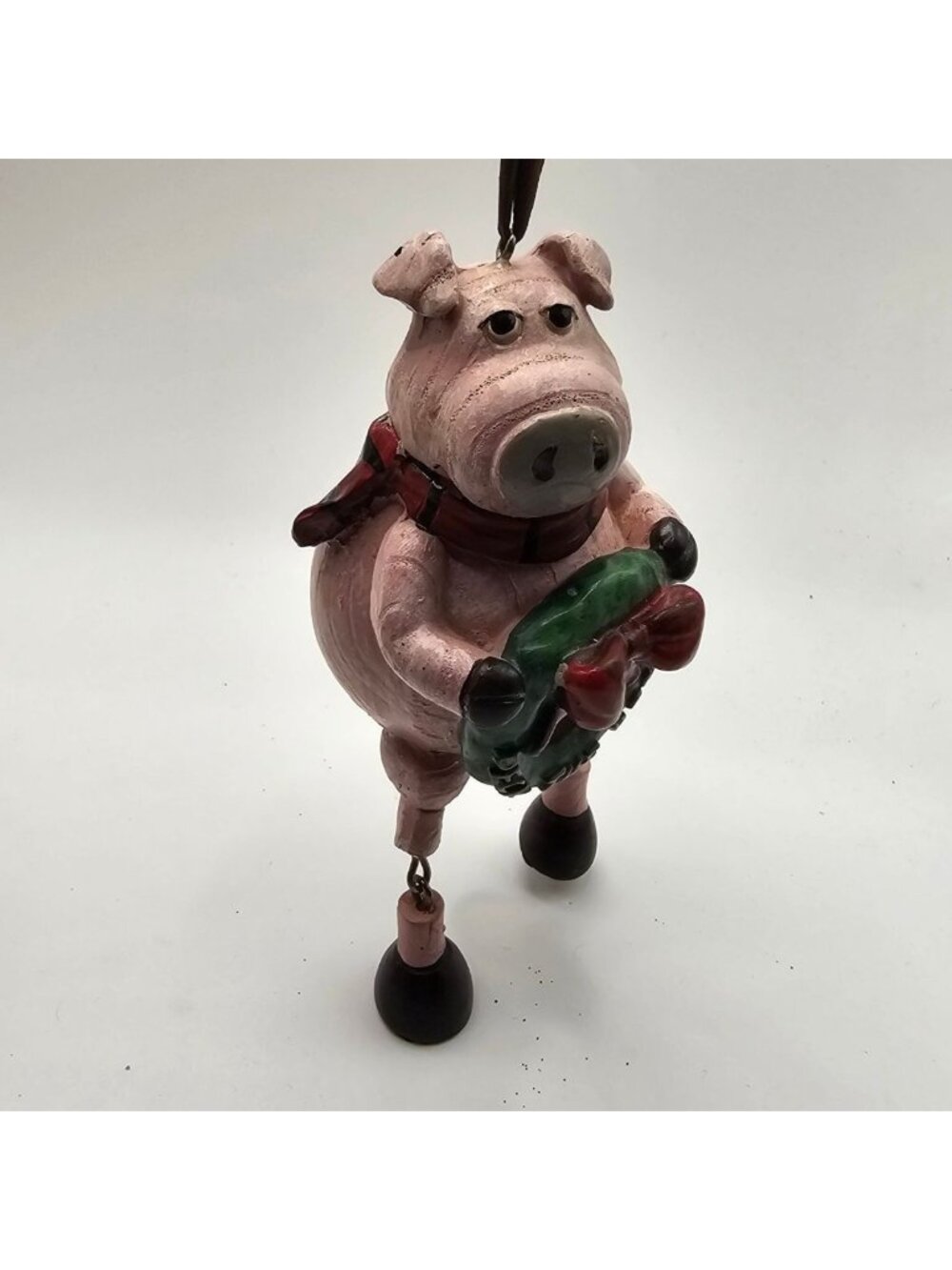 Pig Christmas Ornament With Dangling Legs - Hand-Painted Holiday‎ Décor